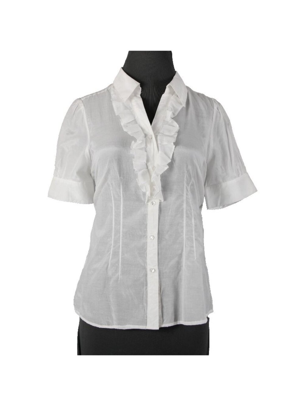 Isabella Rodriguez $98 Sz M White Shiny Polished Ruffle Cotton Silk Top